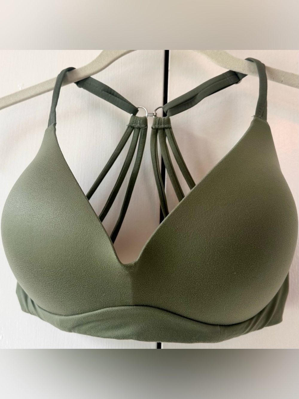 aerie Olive Real Sunnie Wireless Push Up Multi-Strap Bra
